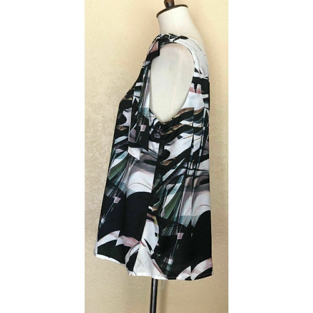 Bar III Black Combo Printed L One Shoulder Top XXS - Picture 3 of 9